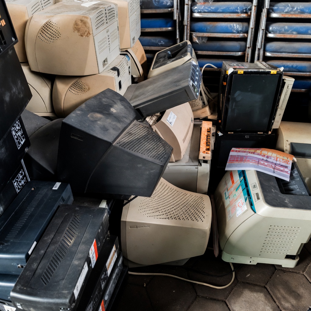 Monitor CRT komputer dan mesin printer bekas
